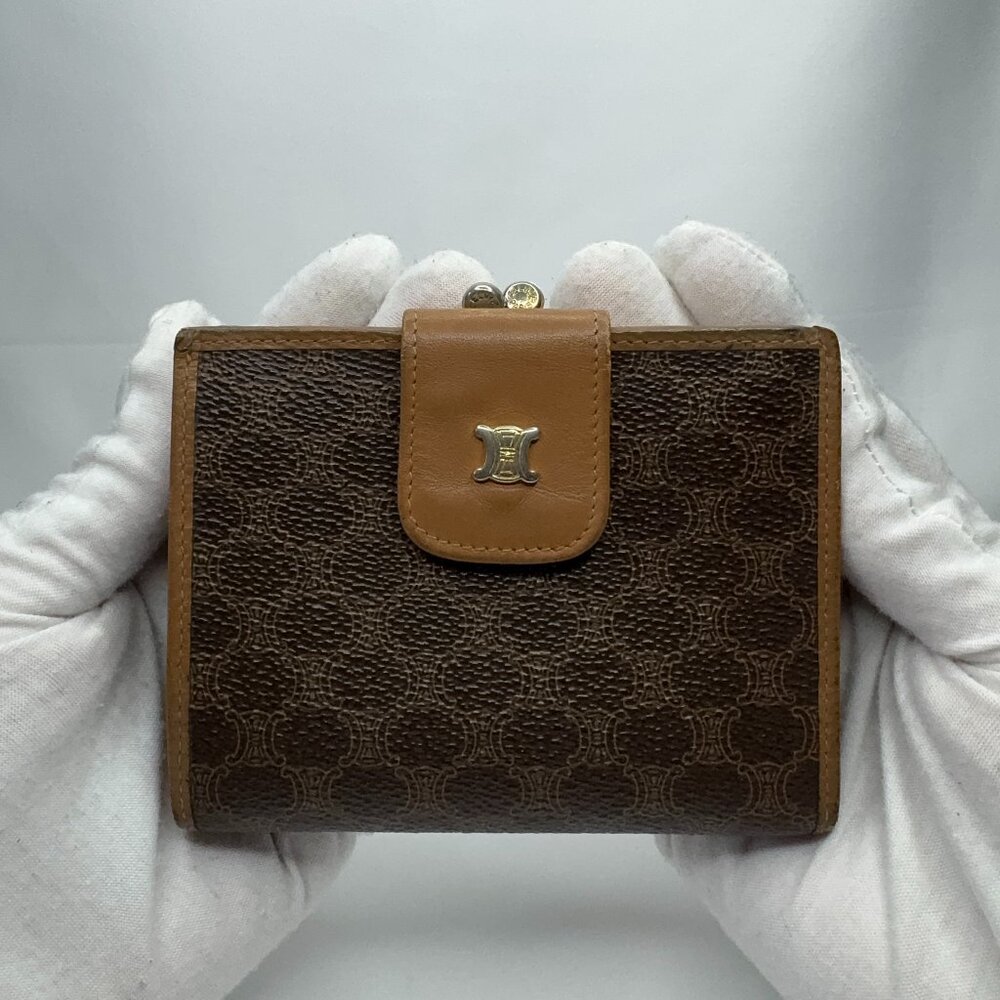 Vintage CELINE Gamaguchi Wallet Macadam Brown PVC x Leather (RARE VERSION)